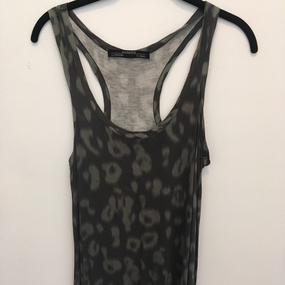 All Saints Tops - All Saints army green leopard print tank